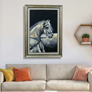 Arabian Black Horse Painting Antique Italian Mould